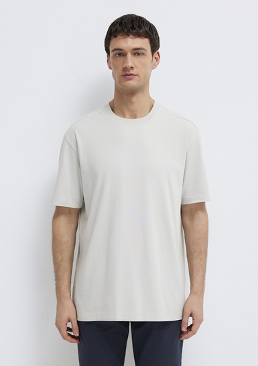  Mavi Gri Basic Tişört Loose Fit / Bol Rahat Kesim 0613466-70077