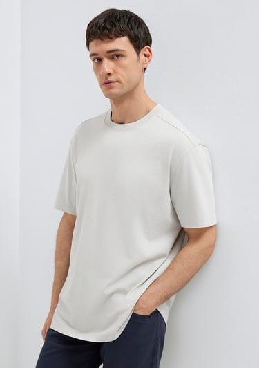  Mavi Gri Basic Tişört Loose Fit / Bol Rahat Kesim 0613466-70077