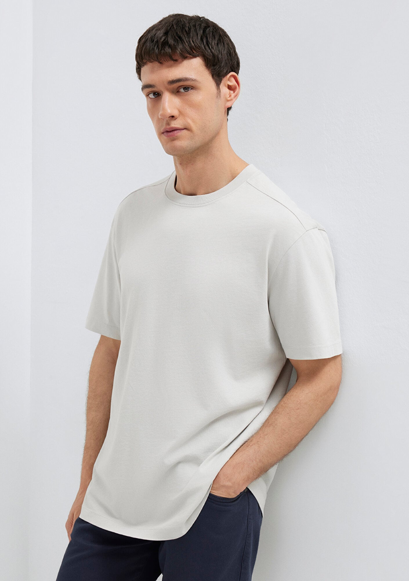 Mavi Gri Basic Tişört Loose Fit / Bol Rahat Kesim 0613466-70077