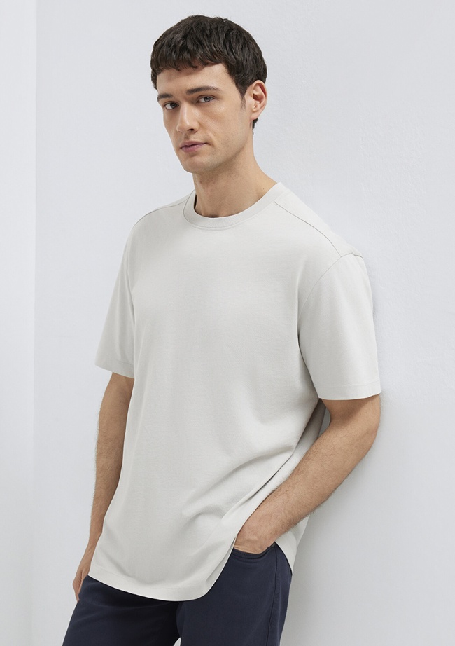  Mavi Gri Basic Tişört Loose Fit / Bol Rahat Kesim 0613466-70077