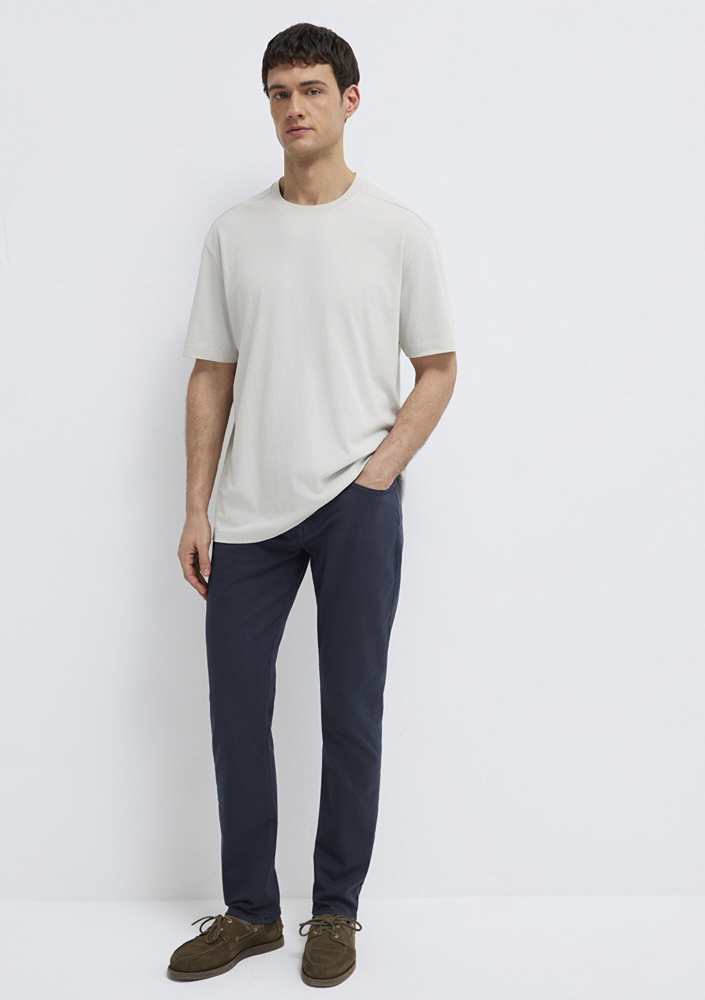 Mavi Gri Basic Tişört Loose Fit / Bol Rahat Kesim 0613466-70077