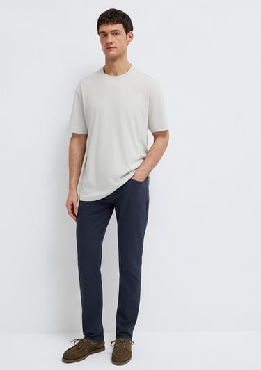  Mavi Gri Basic Tişört Loose Fit / Bol Rahat Kesim 0613466-70077