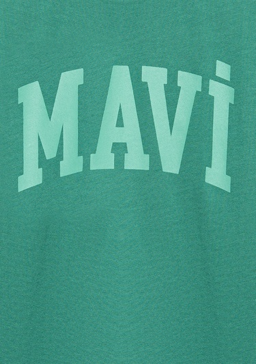  Mavi Mavi Baskılı Yeşil Tişört Loose Fit / Bol Rahat Kesim 6610484-71697