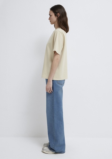  Mavi Mavi Logo Baskılı Bej Tişört Regular Fit / Normal Kesim 1612829-70325