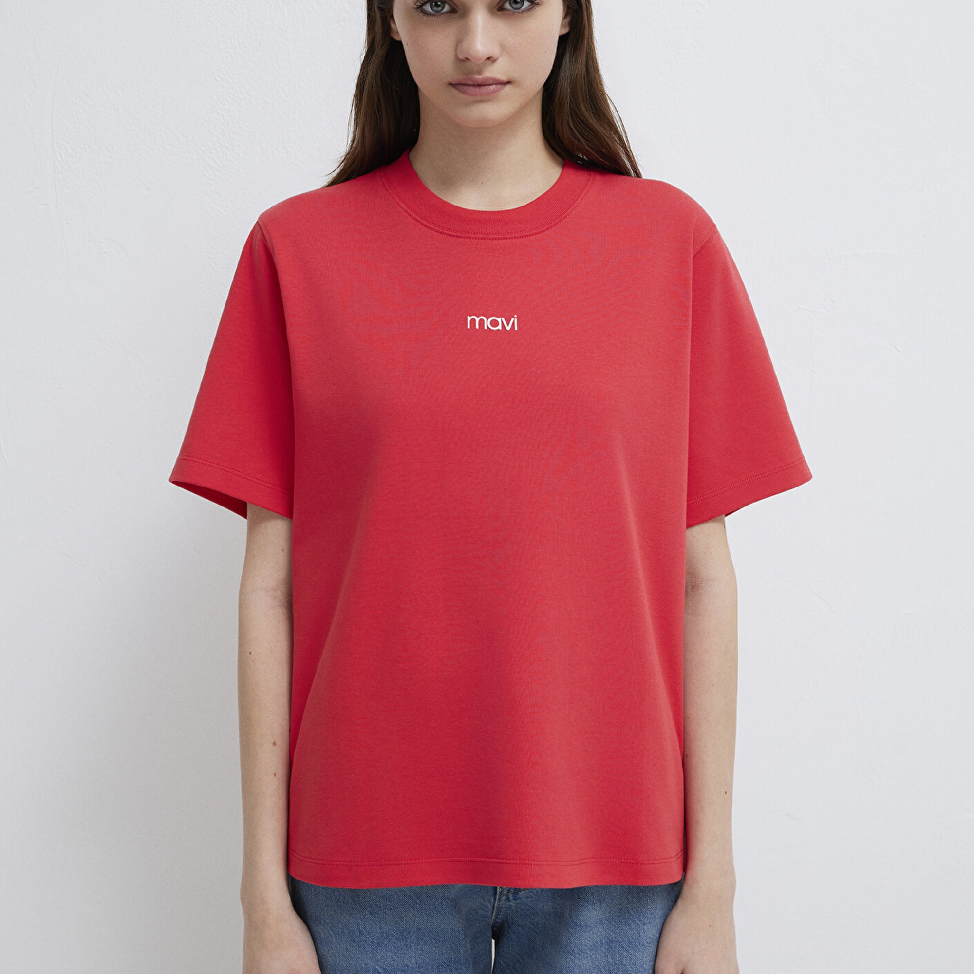 Mavi Mavi Logo Baskılı Kırmızı Tişört Regular Fit / Normal Kesim 1612829-30742