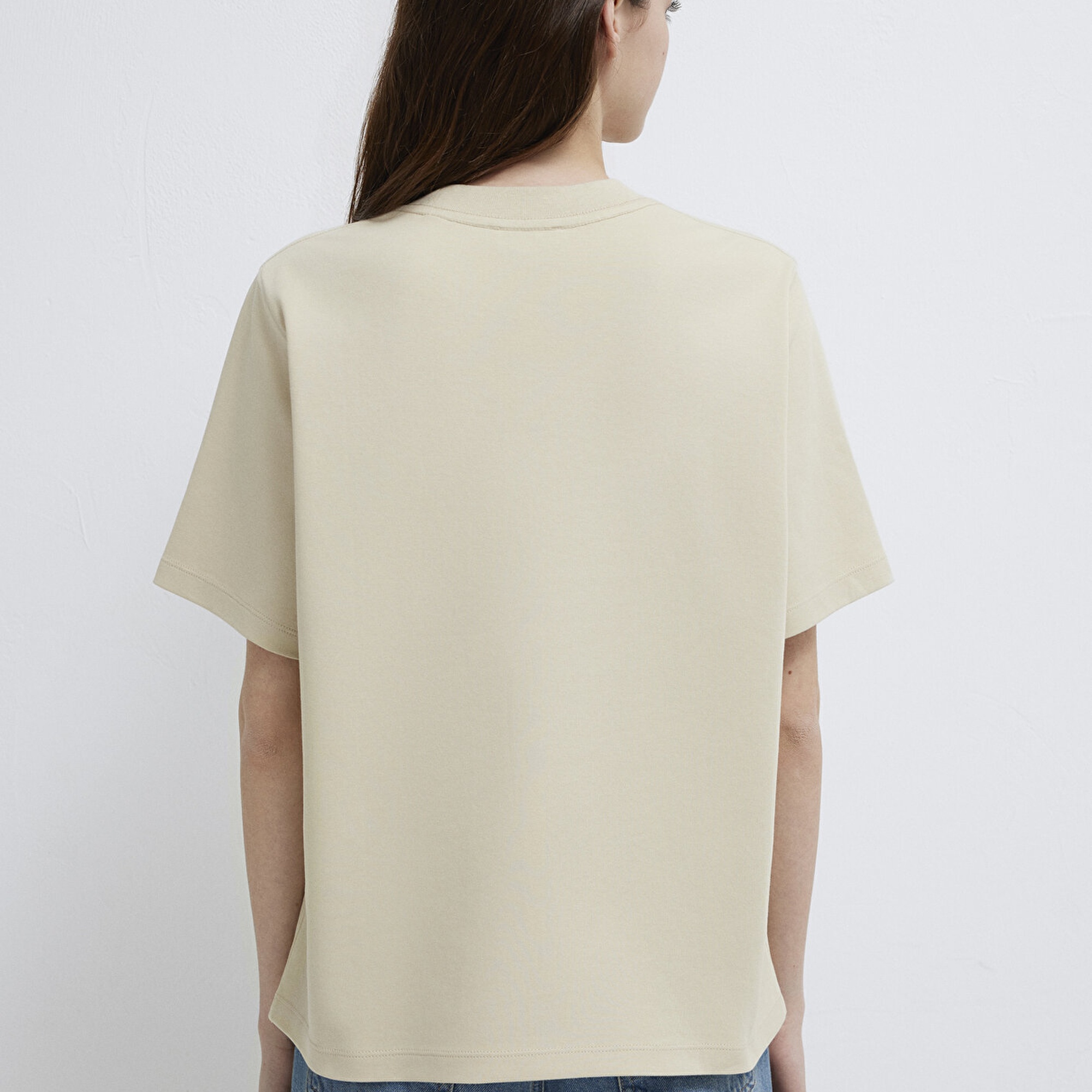 Mavi Mavi Logo Baskılı Bej Tişört Regular Fit / Normal Kesim 1612829-70325