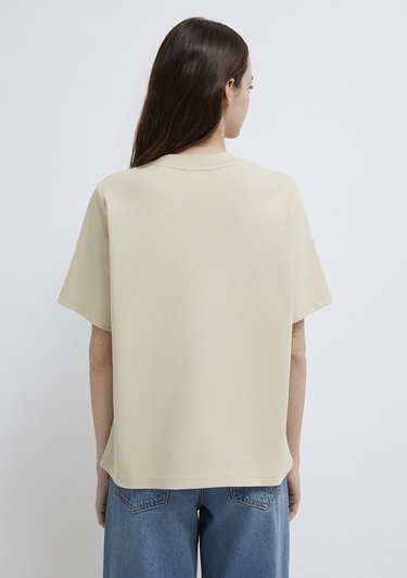  Mavi Mavi Logo Baskılı Bej Tişört Regular Fit / Normal Kesim 1612829-70325