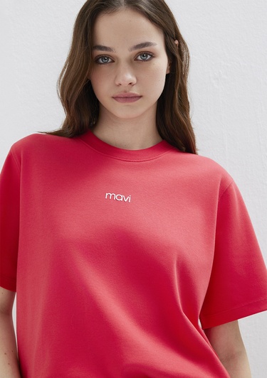  Mavi Mavi Logo Baskılı Kırmızı Tişört Regular Fit / Normal Kesim 1612829-30742