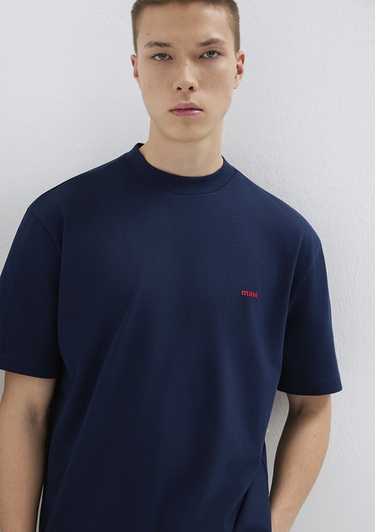  Mavi Mavi Baskılı Lacivert Tişört Loose Fit / Bol Rahat Kesim 0612216-70497