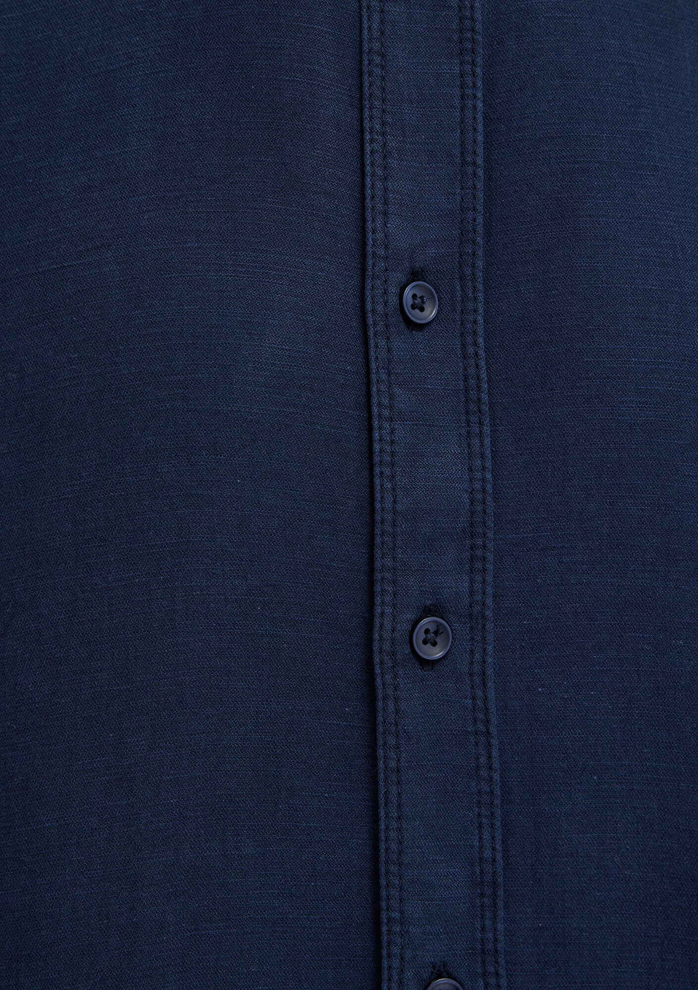 Mavi Keten Karışımlı Lacivert Tencel TM Liyosel Gömlek Regular Fit / Normal Kesim 0211482-70490