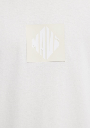  Mavi Mavi Logo Baskılı Ekru Tişört Relaxed Fit / Rahat Kesim 0613148-70057