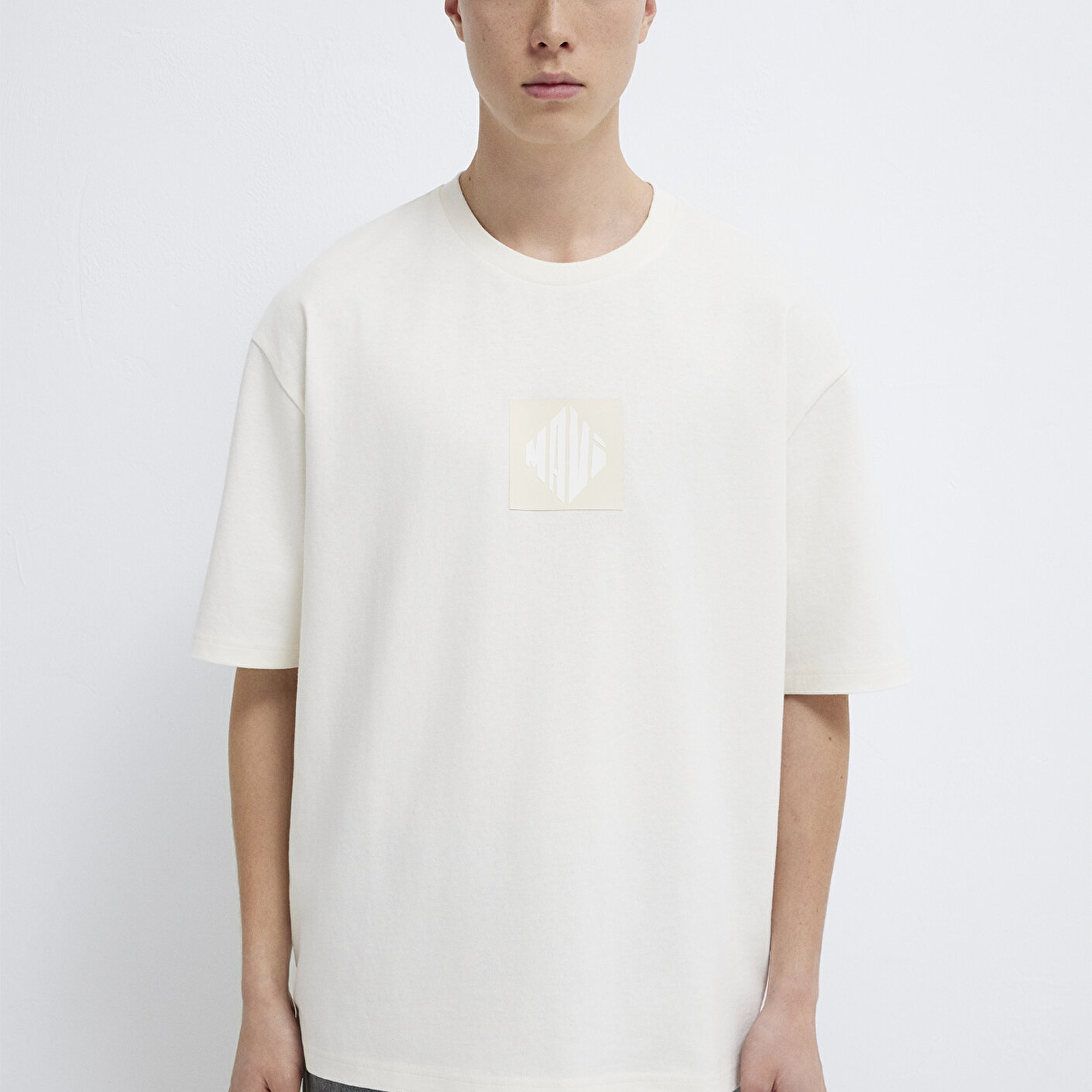 Mavi Mavi Logo Baskılı Ekru Tişört Relaxed Fit / Rahat Kesim 0613148-70057