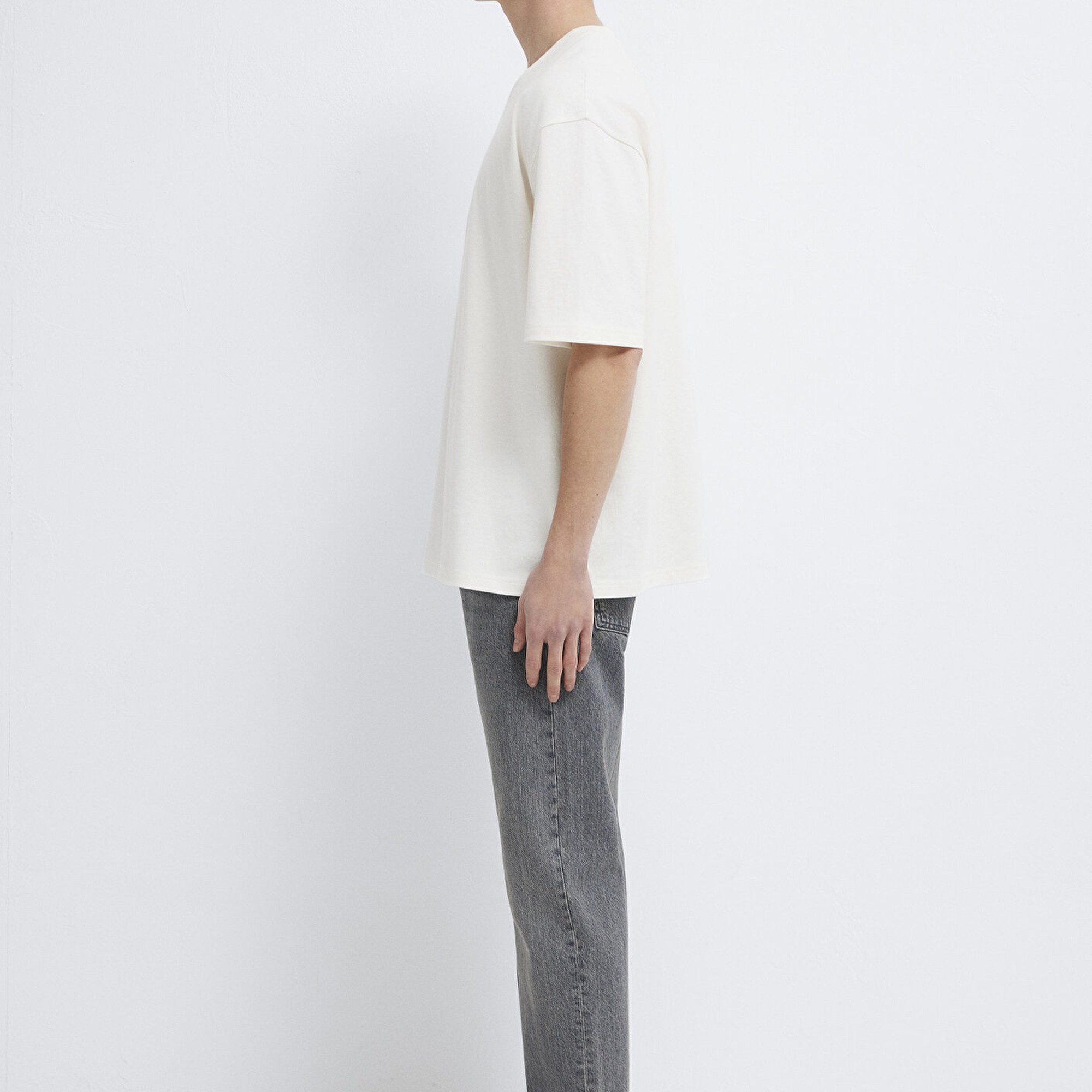 Mavi Mavi Logo Baskılı Ekru Tişört Relaxed Fit / Rahat Kesim 0613148-70057