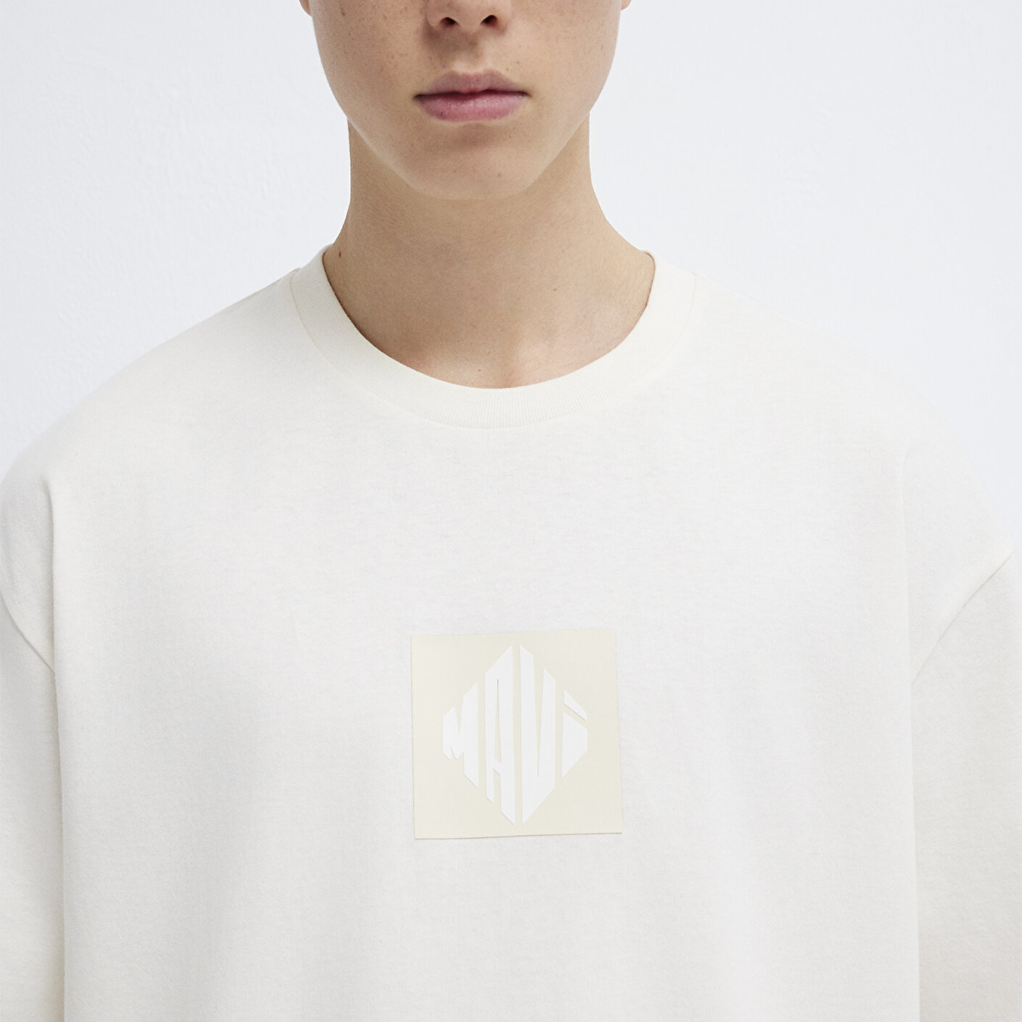 Mavi Mavi Logo Baskılı Ekru Tişört Relaxed Fit / Rahat Kesim 0613148-70057