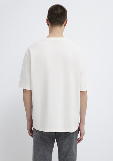  Mavi Mavi Logo Baskılı Ekru Tişört Relaxed Fit / Rahat Kesim 0613148-70057