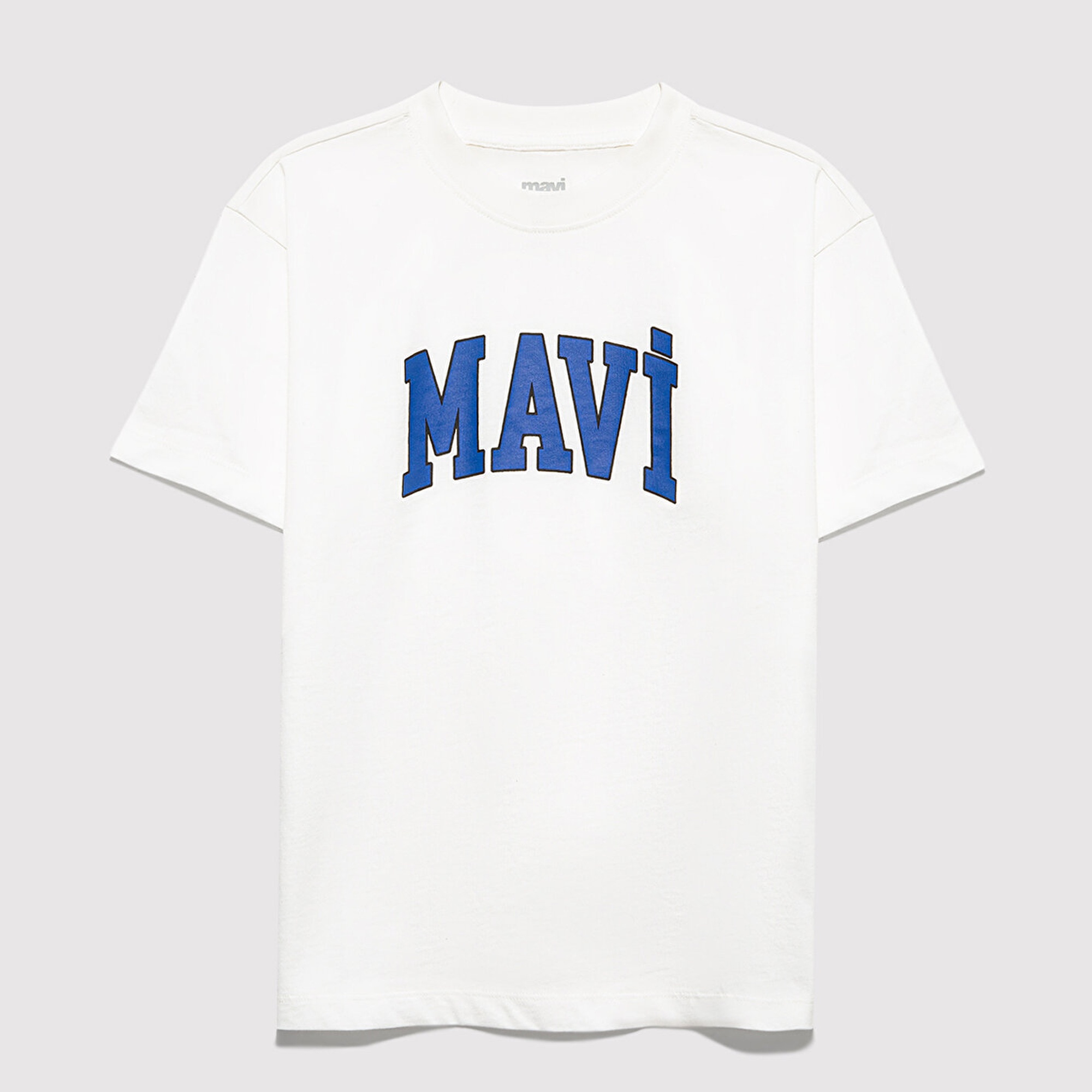 Mavi Mavi Logo Baskılı Ekru Tişört Loose Fit / Bol Rahat Kesim 6610418-70057