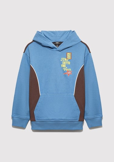  Mavi Baskılı Kapüşonlu Mavi Sweatshirt 6S10166-70724