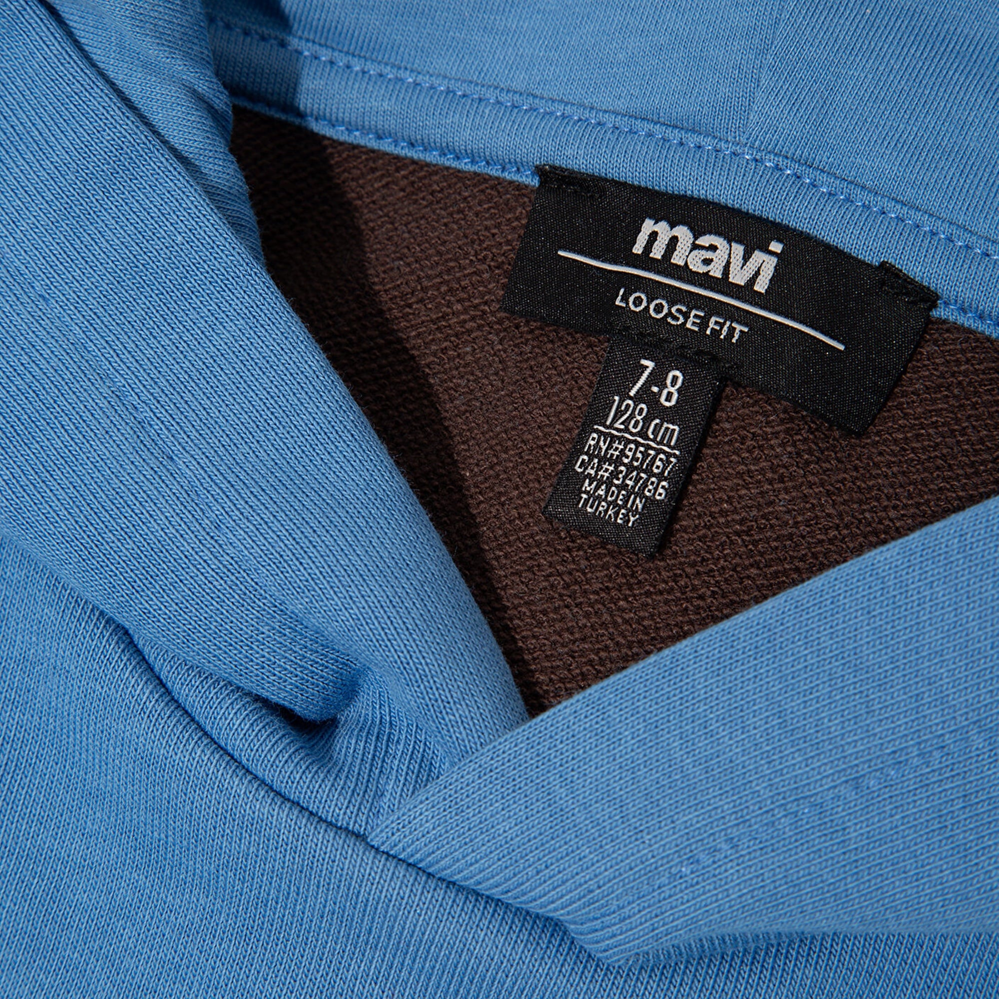 Mavi Baskılı Kapüşonlu Mavi Sweatshirt 6S10166-70724