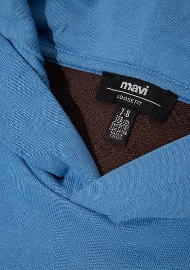  Mavi Baskılı Kapüşonlu Mavi Sweatshirt 6S10166-70724