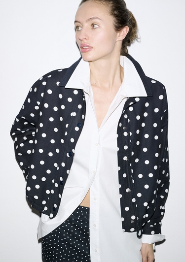  Mavi Puantiyeli Lacivert İnce Ceket Oversize / Geniş Kesim 1211514-91574