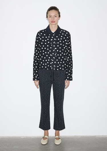  Mavi Puantiyeli Lacivert İnce Ceket Oversize / Geniş Kesim 1211514-91574