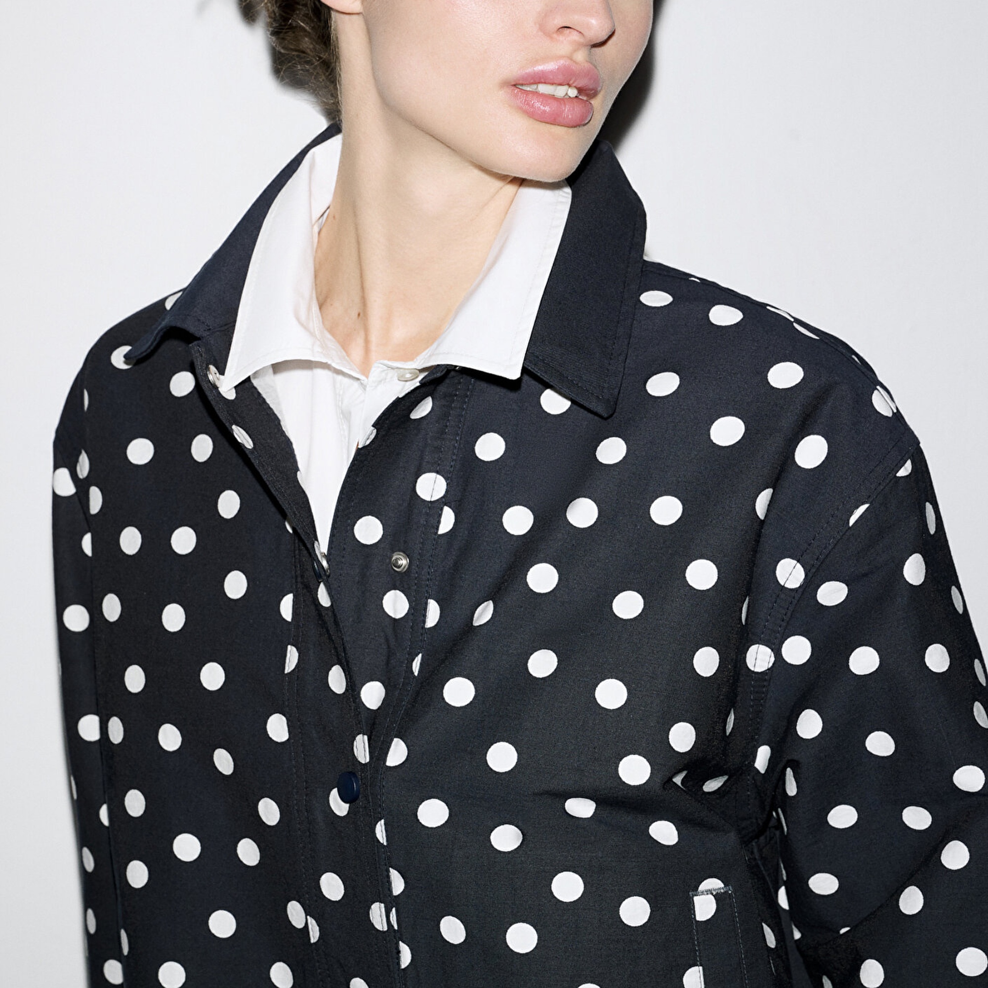 Mavi Puantiyeli Lacivert İnce Ceket Oversize / Geniş Kesim 1211514-91574