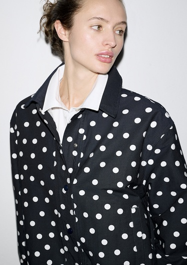  Mavi Puantiyeli Lacivert İnce Ceket Oversize / Geniş Kesim 1211514-91574