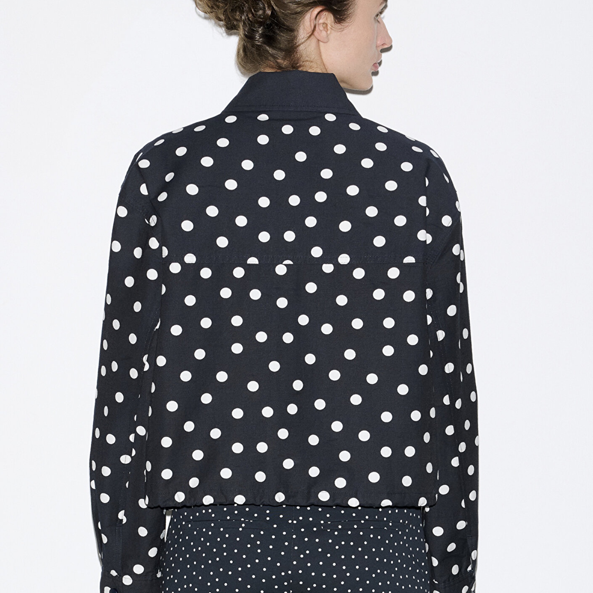 Mavi Puantiyeli Lacivert İnce Ceket Oversize / Geniş Kesim 1211514-91574