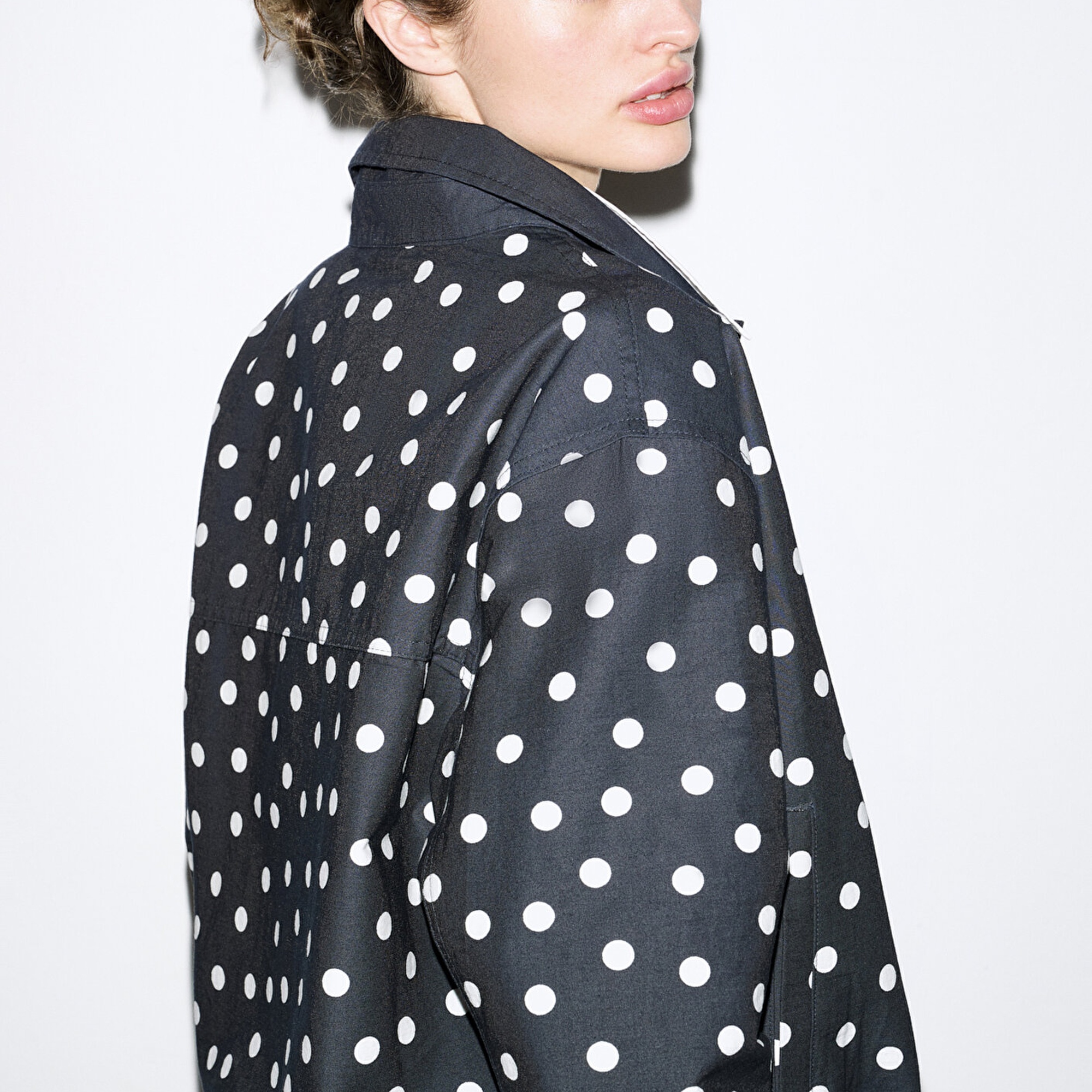 Mavi Puantiyeli Lacivert İnce Ceket Oversize / Geniş Kesim 1211514-91574