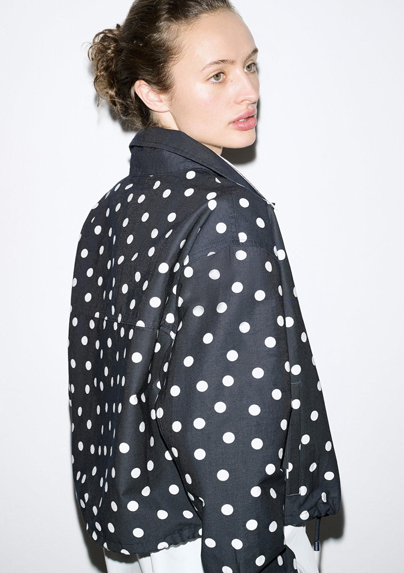  Mavi Puantiyeli Lacivert İnce Ceket Oversize / Geniş Kesim 1211514-91574