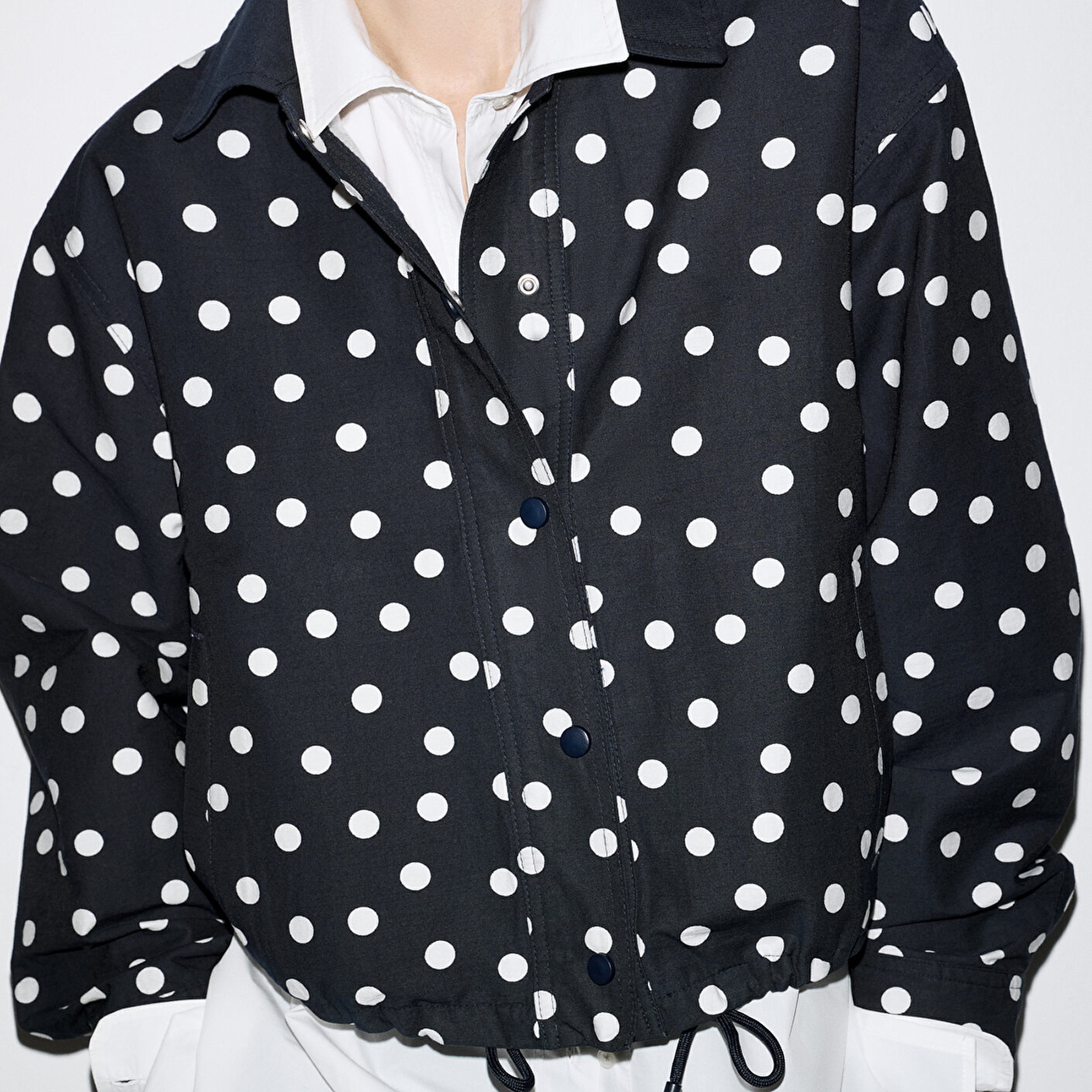 Mavi Puantiyeli Lacivert İnce Ceket Oversize / Geniş Kesim 1211514-91574