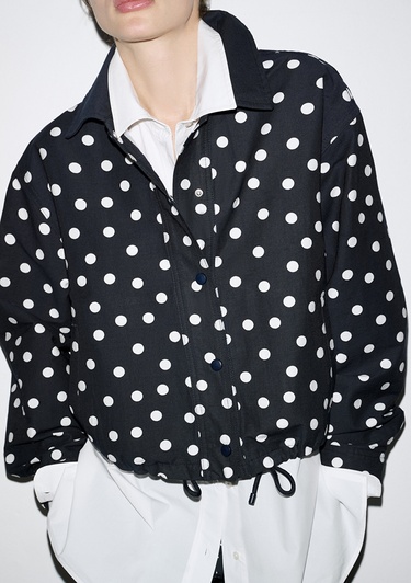  Mavi Puantiyeli Lacivert İnce Ceket Oversize / Geniş Kesim 1211514-91574