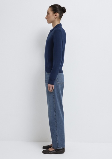  Mavi Lacivert Yarı Fermuarlı Triko Polo 1710842-70497