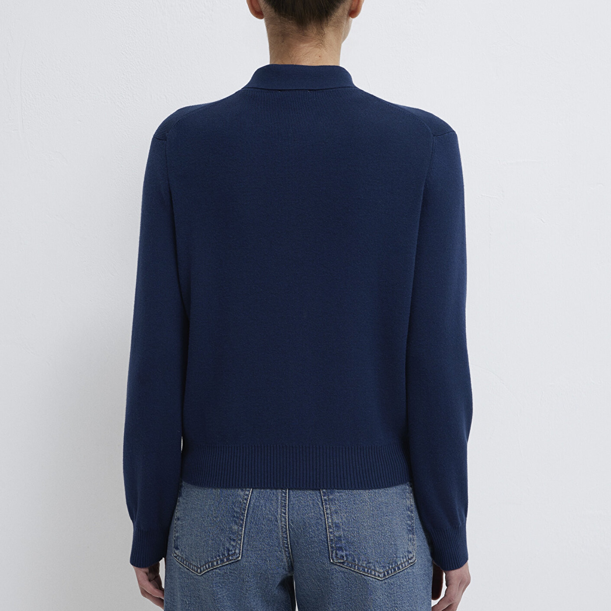 Mavi Lacivert Yarı Fermuarlı Triko Polo 1710842-70497