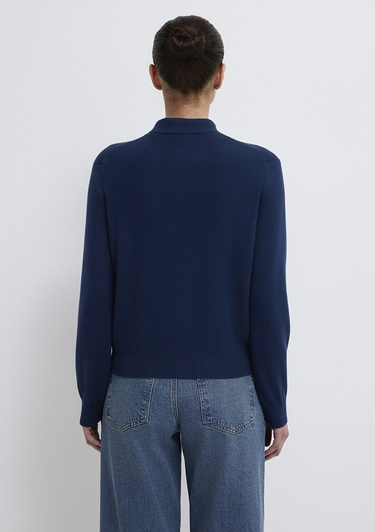  Mavi Lacivert Yarı Fermuarlı Triko Polo 1710842-70497