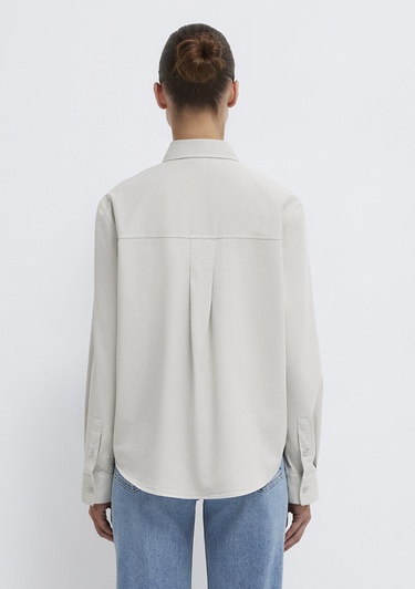  Mavi Cepli Gri Gömlek Loose Fit / Bol Rahat Kesim 1211385-80618