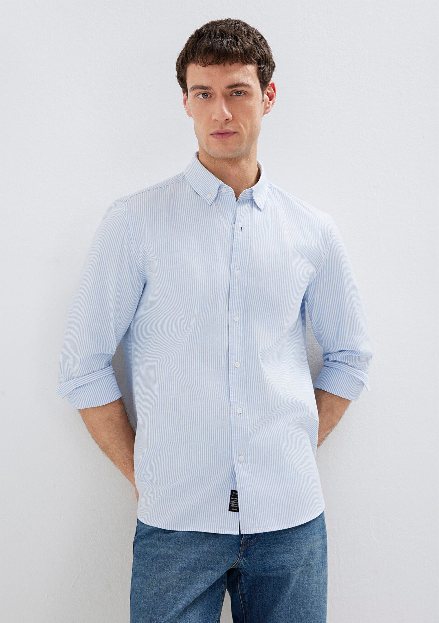 Mavi Çizgili Mavi Gömlek Slim Fit / Dar Kesim 0211916-91471