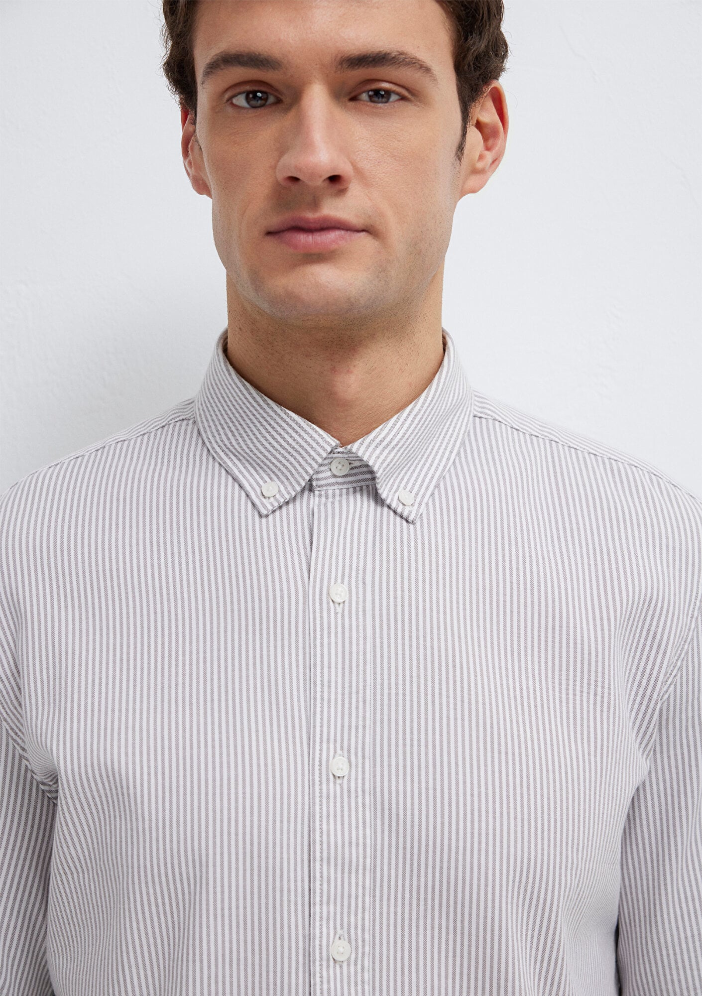 Mavi Çizgili Beyaz Gömlek Slim Fit / Dar Kesim 0211916-91472