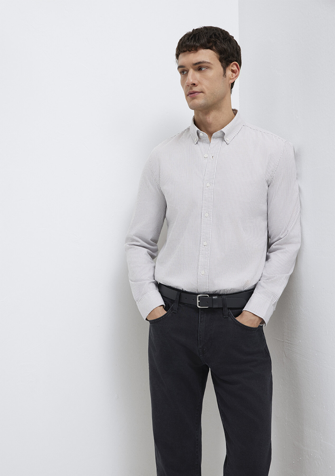  Mavi Çizgili Beyaz Gömlek Slim Fit / Dar Kesim 0211916-91472