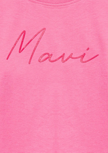  Mavi Mavi Logo Baskılı Pembe Tişört Loose Fit / Bol Rahat Kesim 7610181-91355