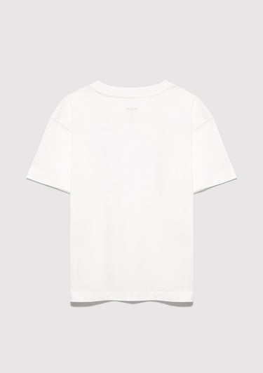  Mavi Mavi Logo Baskılı Ekru Tişört Loose Fit / Bol Rahat Kesim 7610386-70057