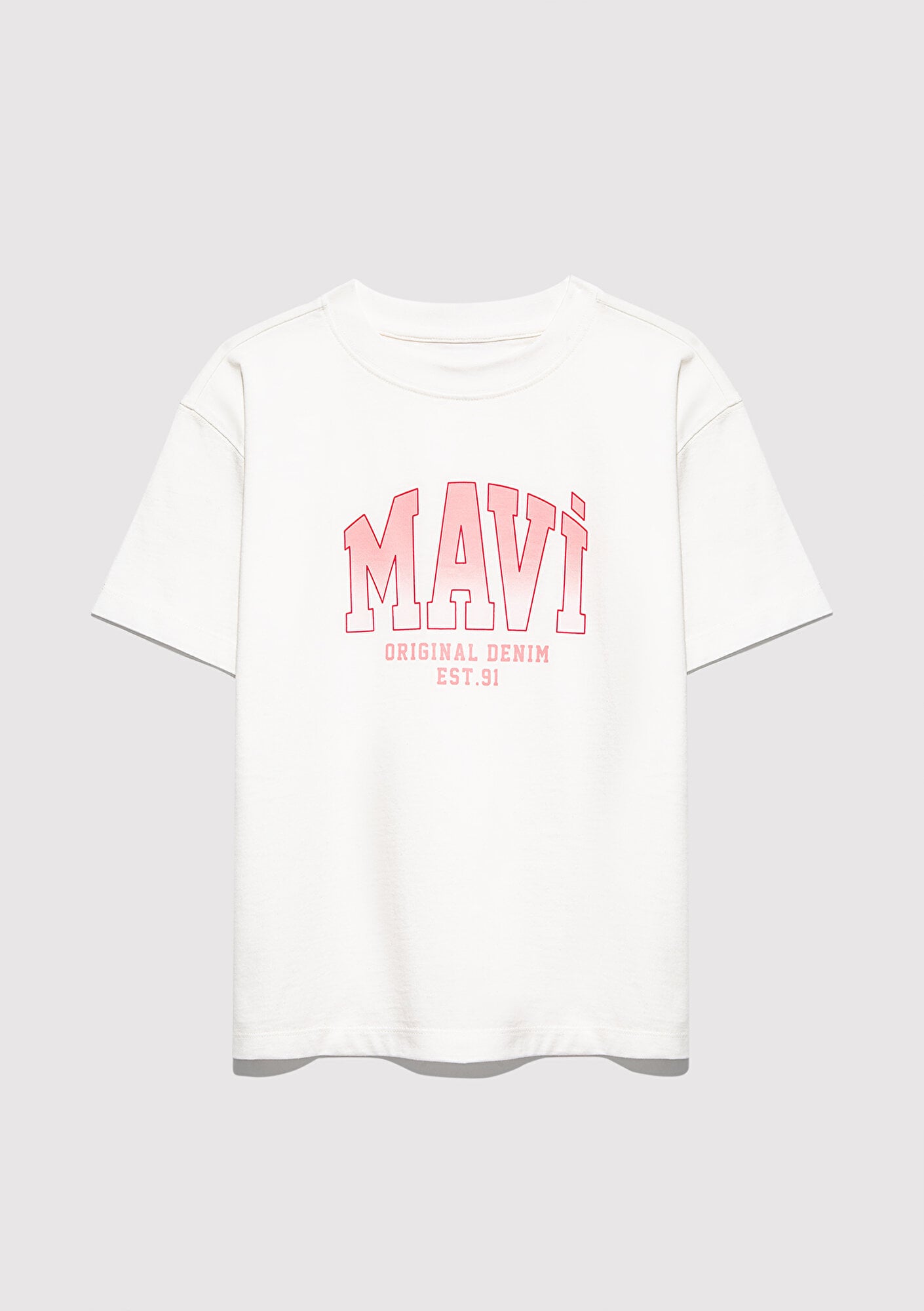 Mavi Mavi Logo Baskılı Ekru Tişört Loose Fit / Bol Rahat Kesim 7610386-70057