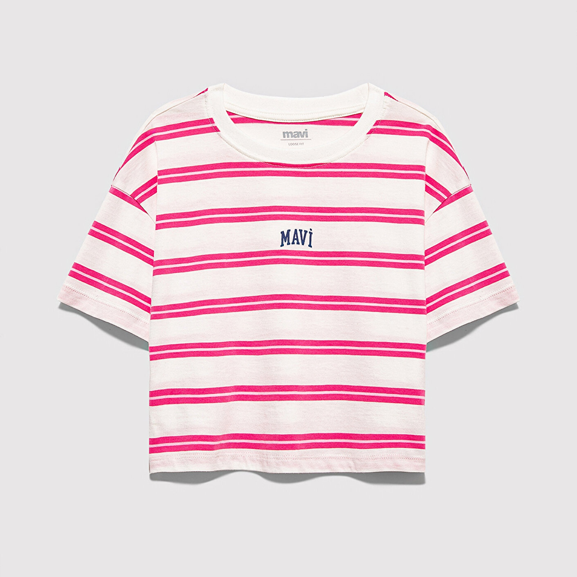 Mavi Mavi Logo Baskılı Ekru Tişört Loose Fit / Bol Rahat Kesim 7610387-91358