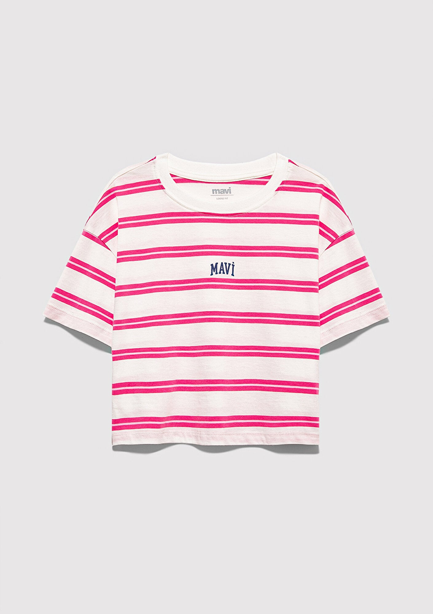  Mavi Mavi Logo Baskılı Ekru Tişört Loose Fit / Bol Rahat Kesim 7610387-91358