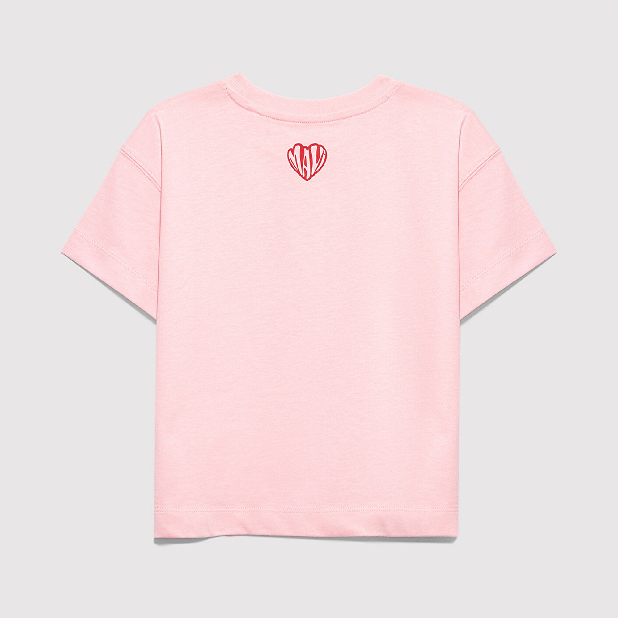 Mavi Baskılı Pembe Tişört Loose Fit / Bol Rahat Kesim 7610398-71007