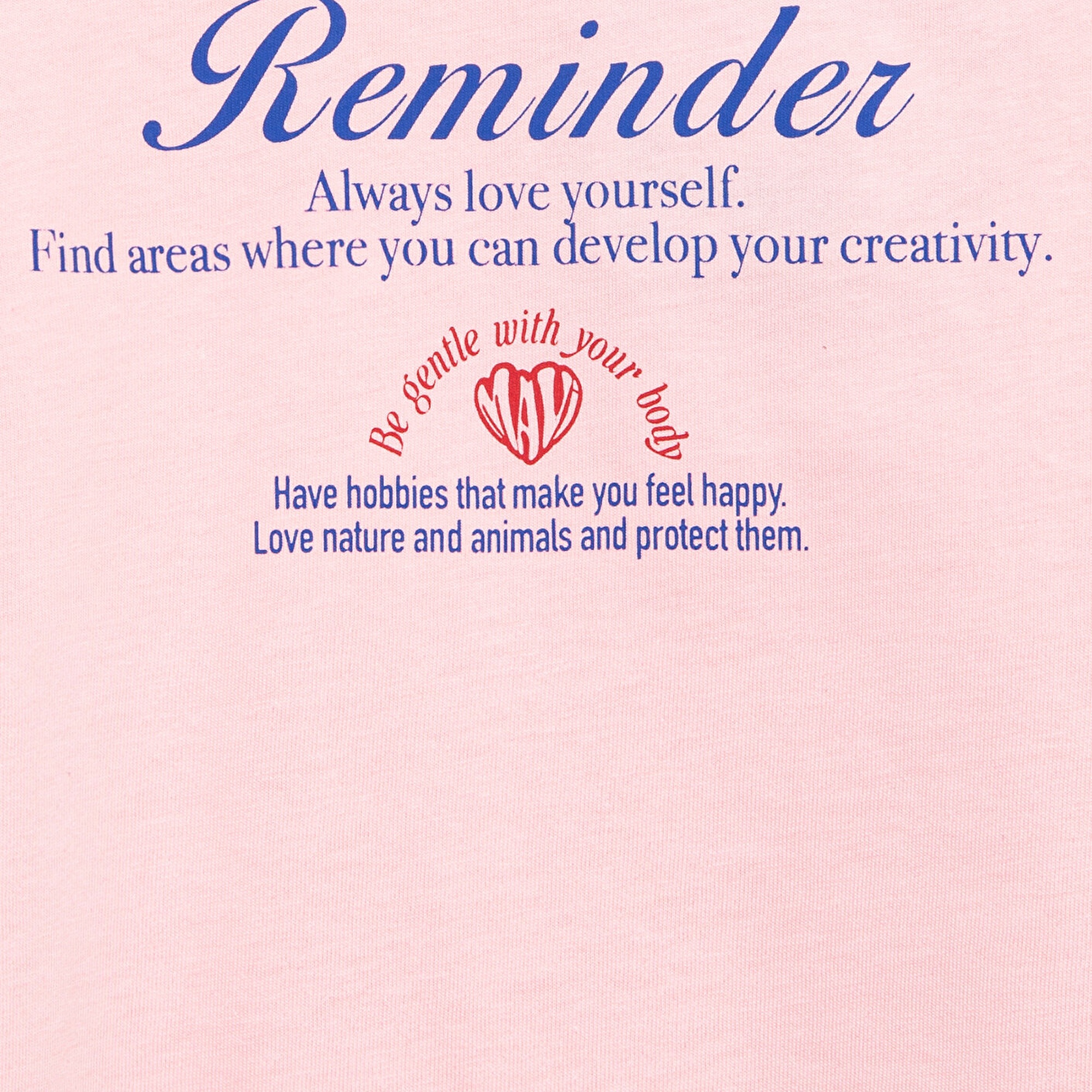 Mavi Baskılı Pembe Tişört Loose Fit / Bol Rahat Kesim 7610398-71007