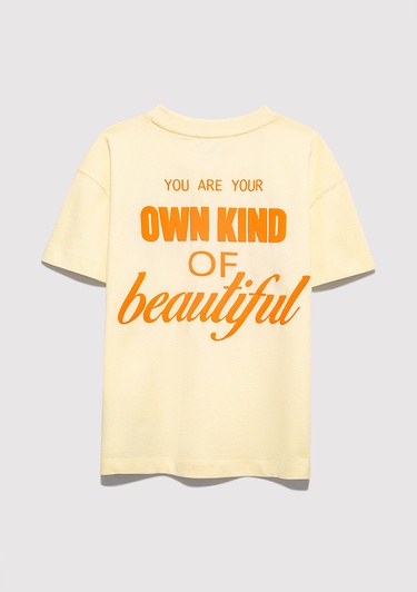  Mavi Baskılı Sarı Tişört Loose Fit / Bol Rahat Kesim 7610388-89143