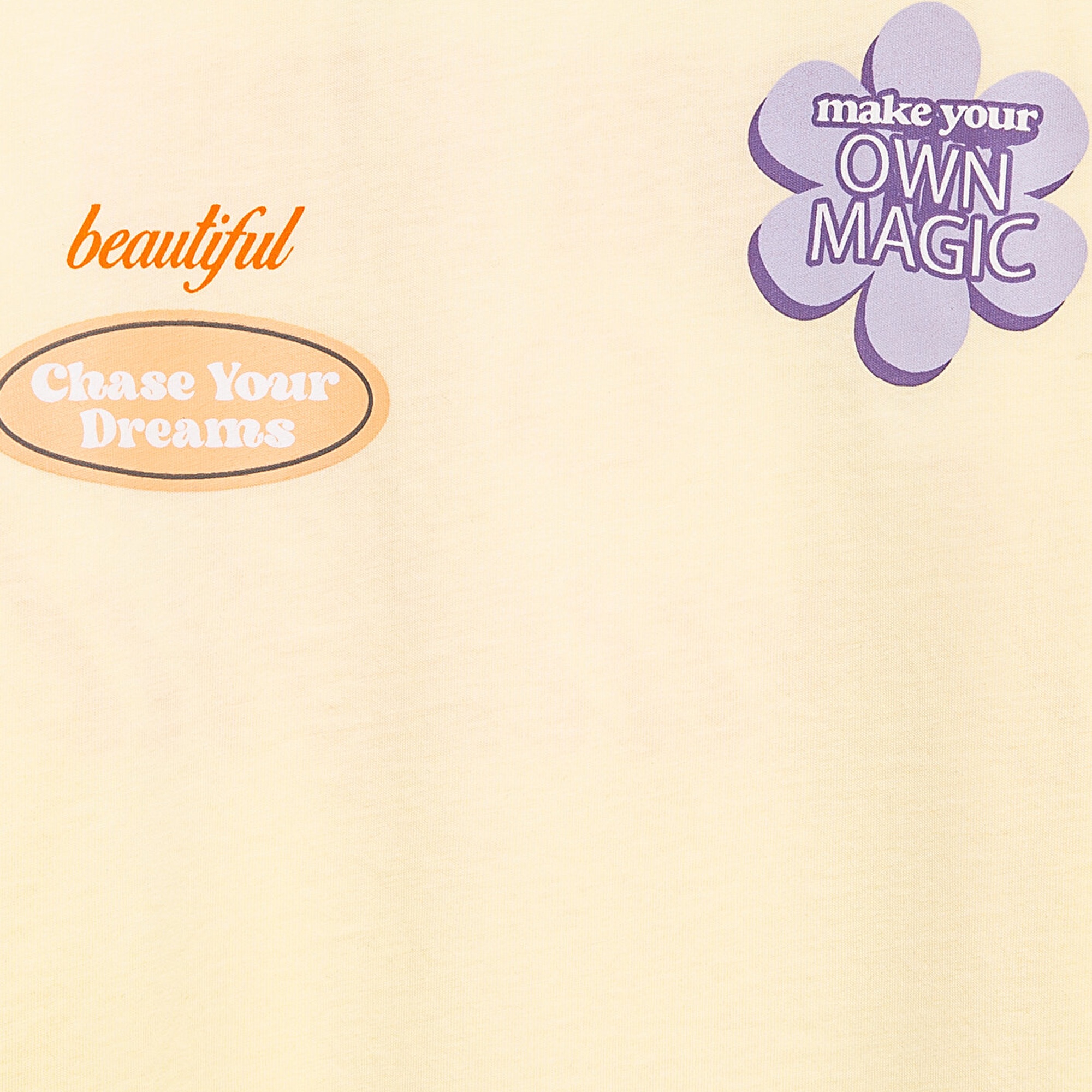 Mavi Baskılı Sarı Tişört Loose Fit / Bol Rahat Kesim 7610388-89143