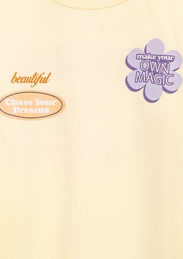  Mavi Baskılı Sarı Tişört Loose Fit / Bol Rahat Kesim 7610388-89143