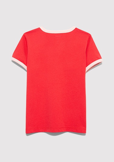  Mavi Baskılı Kırmızı Tişört Regular Fit / Normal Kesim 7610399-70478